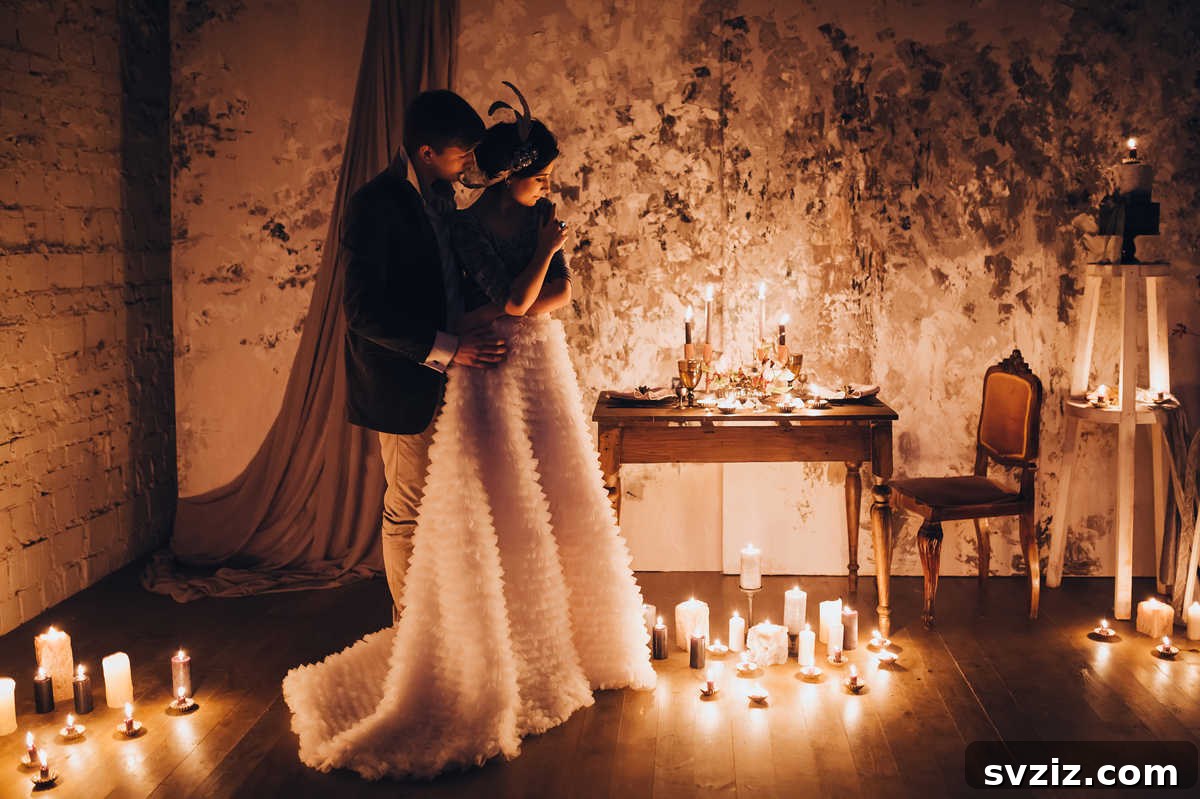 A romantic pathway lined with numerous candles for a wedding send-off