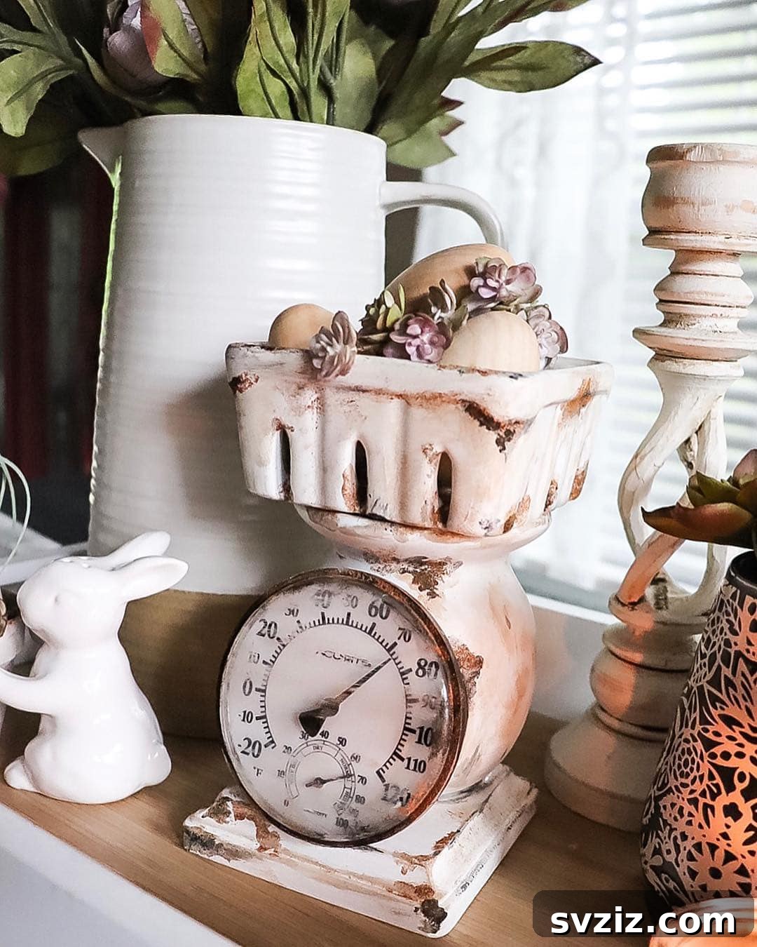 DIY Rustic Scale decor from Dollar Tree items for a farmhouse look