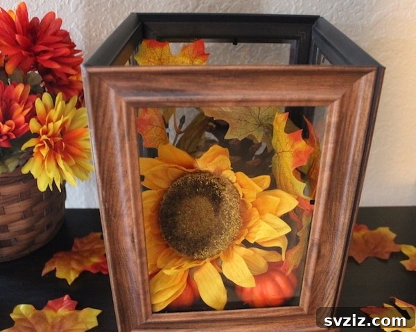 DIY Rustic Display Lantern from Dollar Tree picture frames and wood contact paper