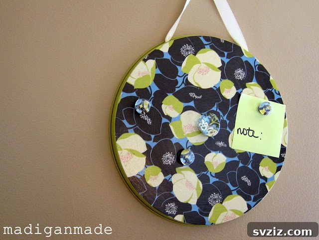 DIY Magnetic Bulletin Board from Dollar Tree metal stove covers