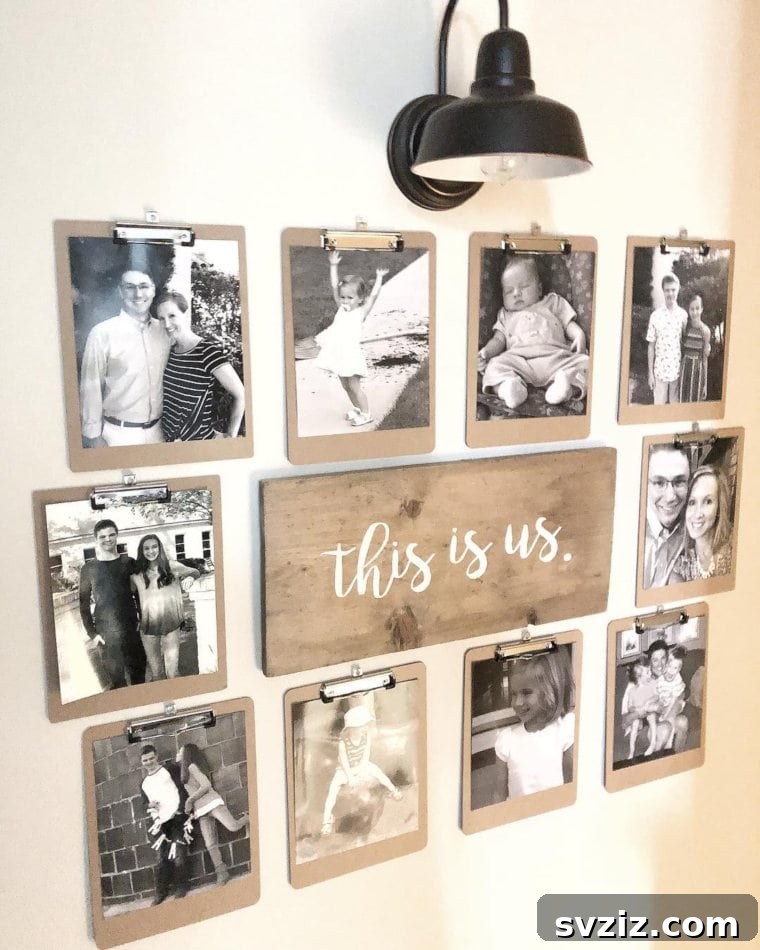 DIY Wooden Clipboard Photo Collage made with Dollar Tree items