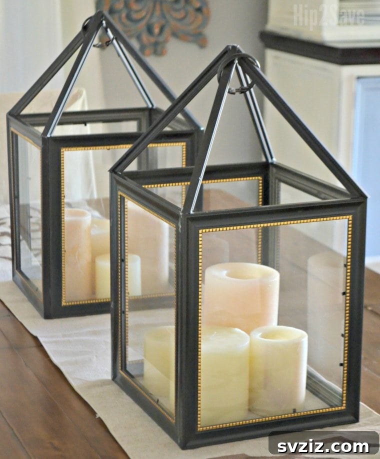 DIY Rustic Picture Frame Lanterns using Dollar Tree frames