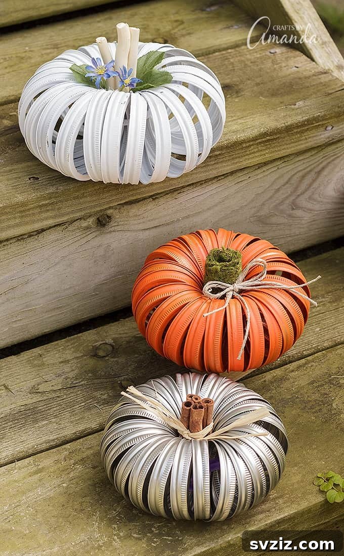 Mason Jar Lid Pumpkins