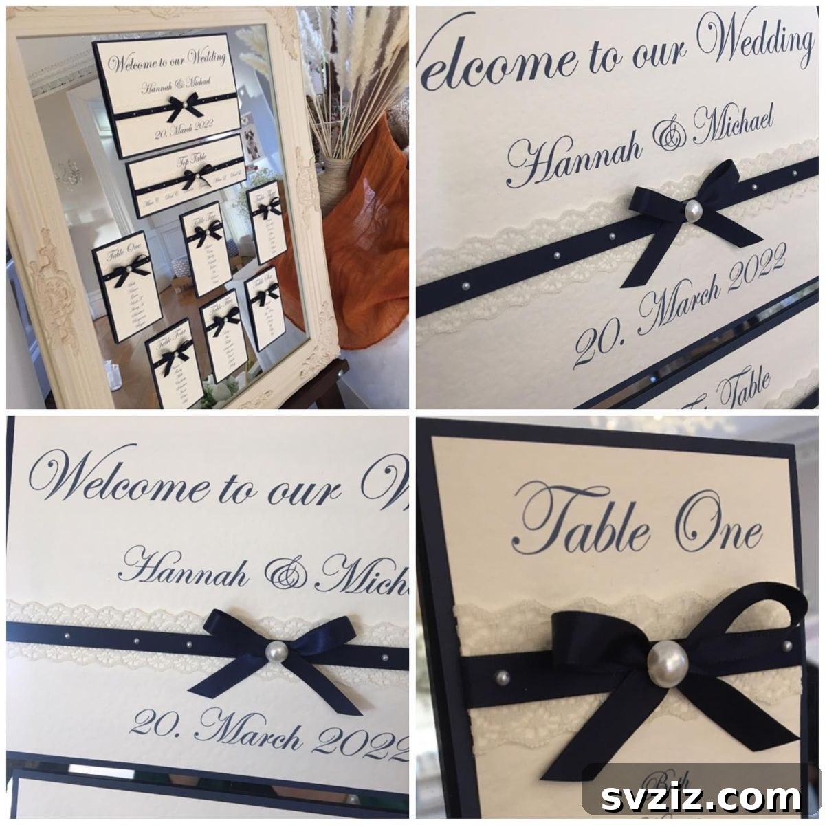 Unique Wedding Seating Chart Concepts 13 Navy, Ivory, and Lace