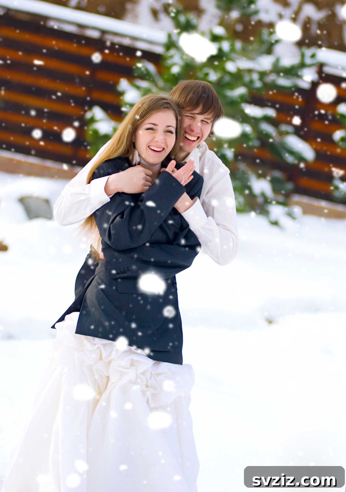 Faux Snow Fall wedding entrance