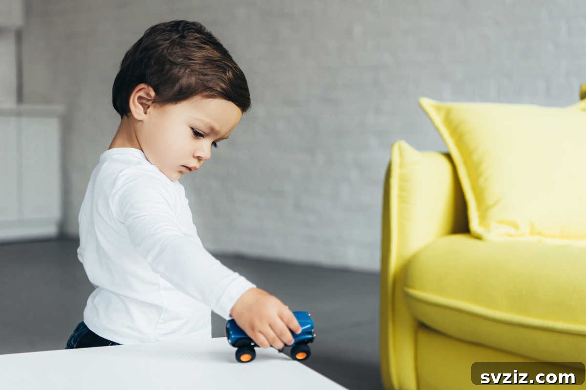 Child searching for objects in a toy basket, a fun activity for 1-year-olds.