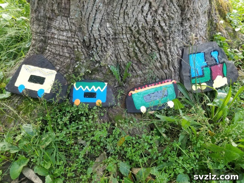 61 Charming & Simple Paintings for Aspiring Artists 11 Cute Train Painted Rocks craft for kids and train enthusiasts
