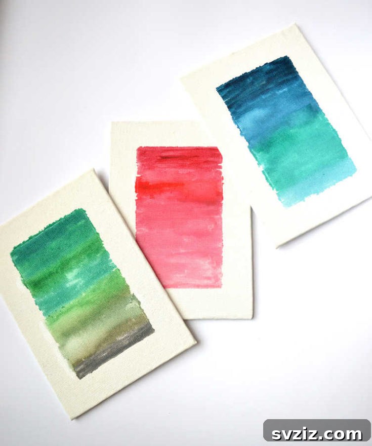 61 Charming & Simple Paintings for Aspiring Artists 18 Watercolor Gradient Canvas, a simple and beautiful art project