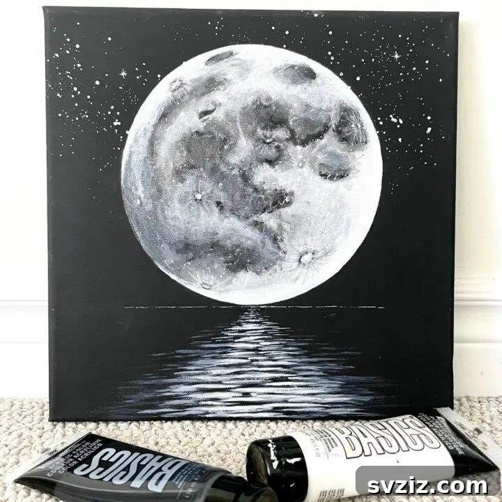 61 Charming & Simple Paintings for Aspiring Artists 31 How to paint the Moon, an easy celestial art project for beginners