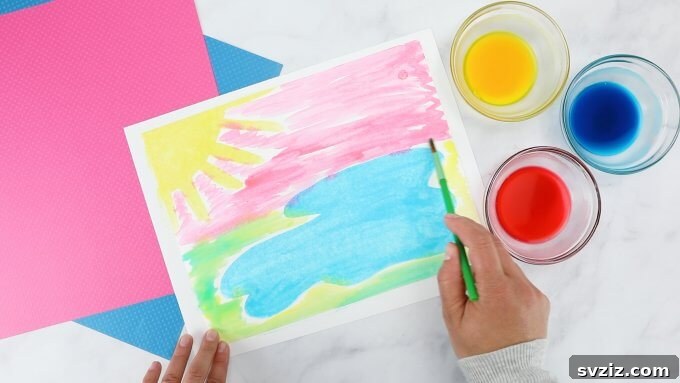 61 Charming & Simple Paintings for Aspiring Artists 32 Baking Soda Paint Fizz Art, a fun and interactive science-meets-art activity