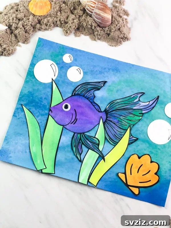 61 Charming & Simple Paintings for Aspiring Artists 43 Easy Watercolor Fish painting for kids, a simple and colorful craft