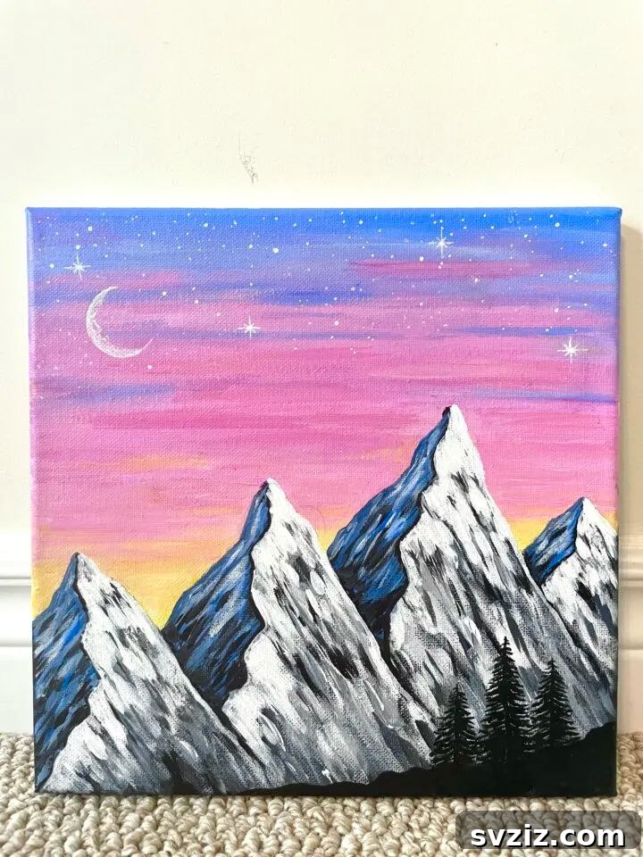 61 Charming & Simple Paintings for Aspiring Artists 48 How to paint a Mountain landscape, easy art for nature lovers