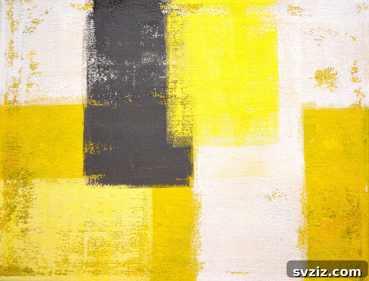 61 Charming & Simple Paintings for Aspiring Artists 49 Grey and Yellow Abstract art, a minimalist painting idea