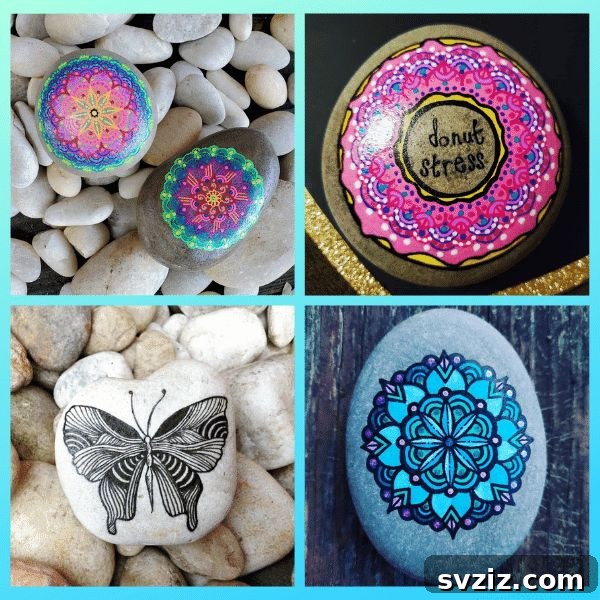 61 Charming & Simple Paintings for Aspiring Artists 61 Mandala Rock Painting, a therapeutic and intricate art project