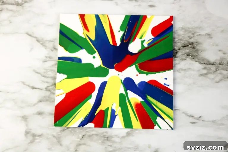 61 Charming & Simple Paintings for Aspiring Artists 10 Salad Spinner Art, a fun and messy abstract painting technique