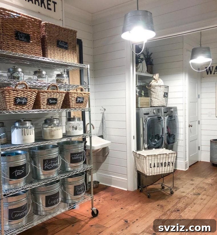 20 Genius Ways to Tame Your Pantry Clutter 17 Labeled Metal Buckets for Pantry Storage
