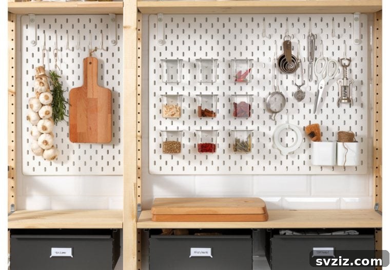 20 Genius Ways to Tame Your Pantry Clutter 18 Pegboard Organizer for Pantry Wall