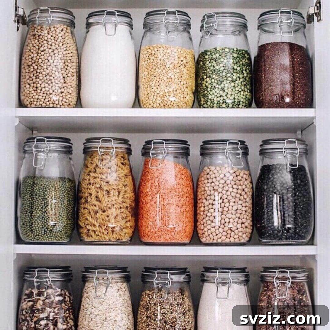20 Genius Ways to Tame Your Pantry Clutter 3 Glass Jars with Lids for Pantry Organization