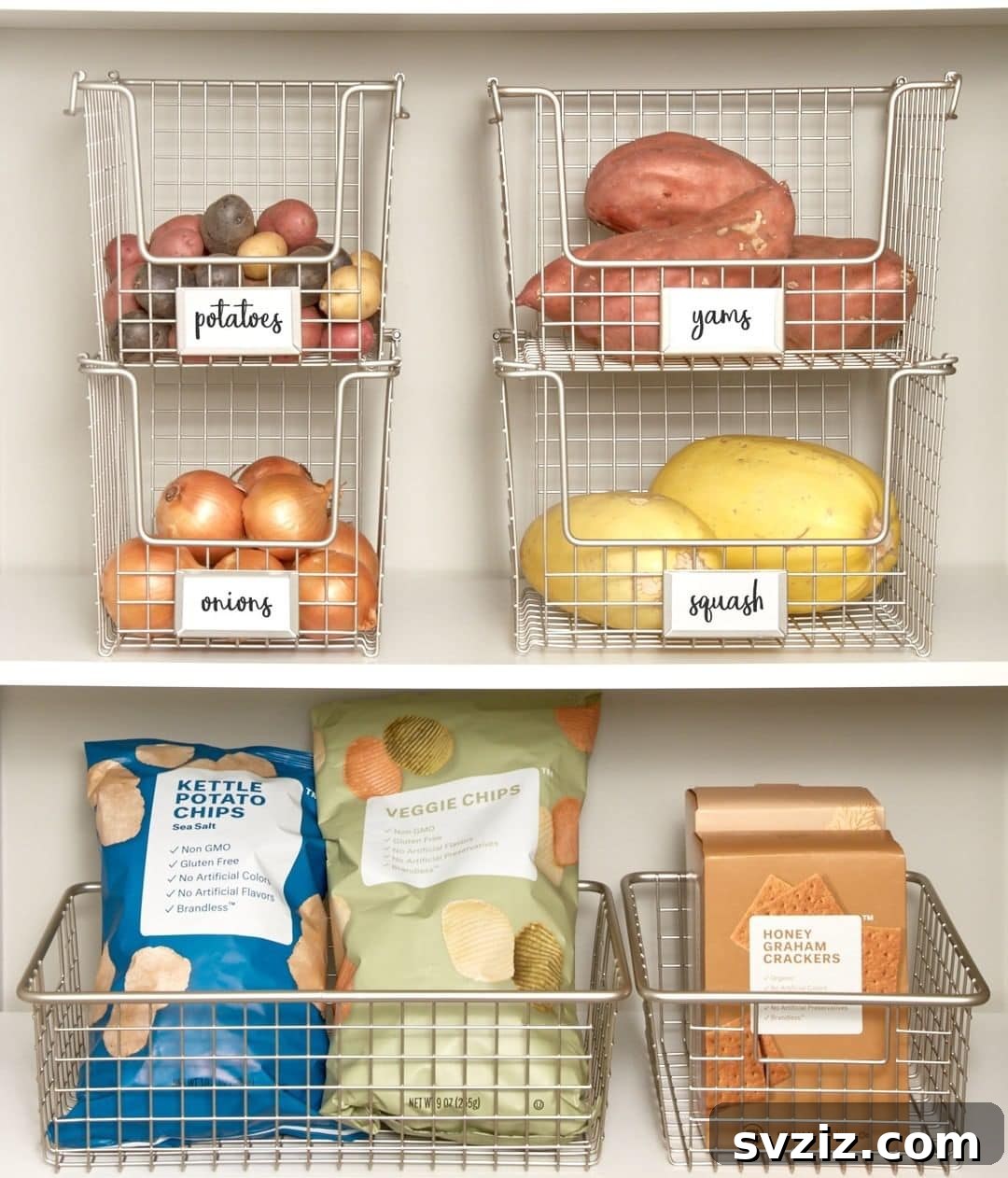 20 Genius Ways to Tame Your Pantry Clutter 4 Metal Wire Baskets for Pantry Storage