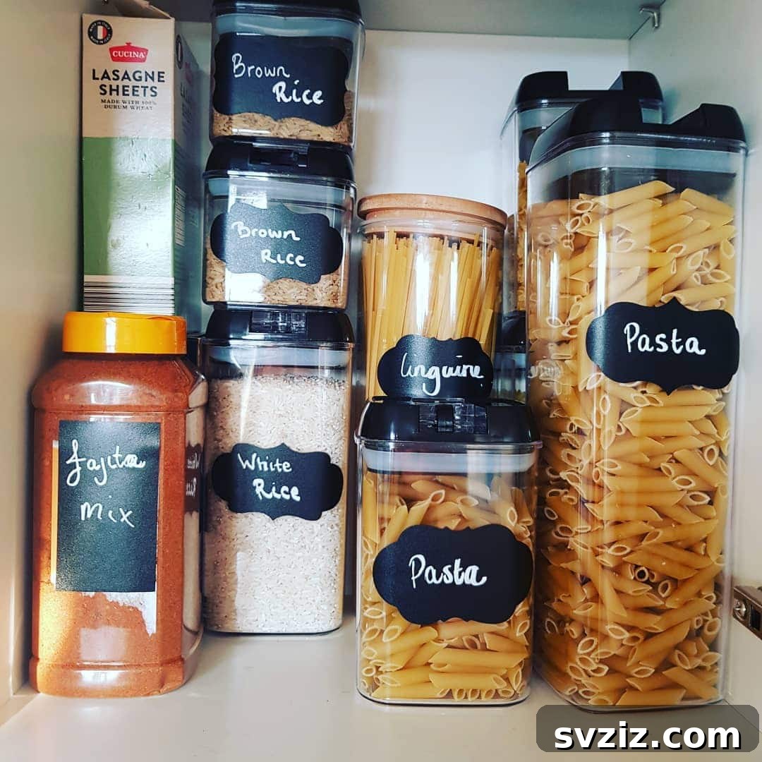 20 Genius Ways to Tame Your Pantry Clutter 5 Chalkboard Labels for Pantry Jars and Bins