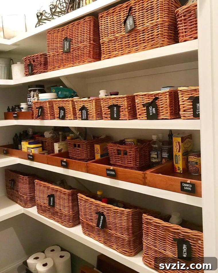 20 Genius Ways to Tame Your Pantry Clutter 6 Wicker Baskets for Pantry Storage