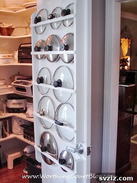 20 Genius Ways to Tame Your Pantry Clutter 9 DIY Pot Lid Holder for Kitchen Organization