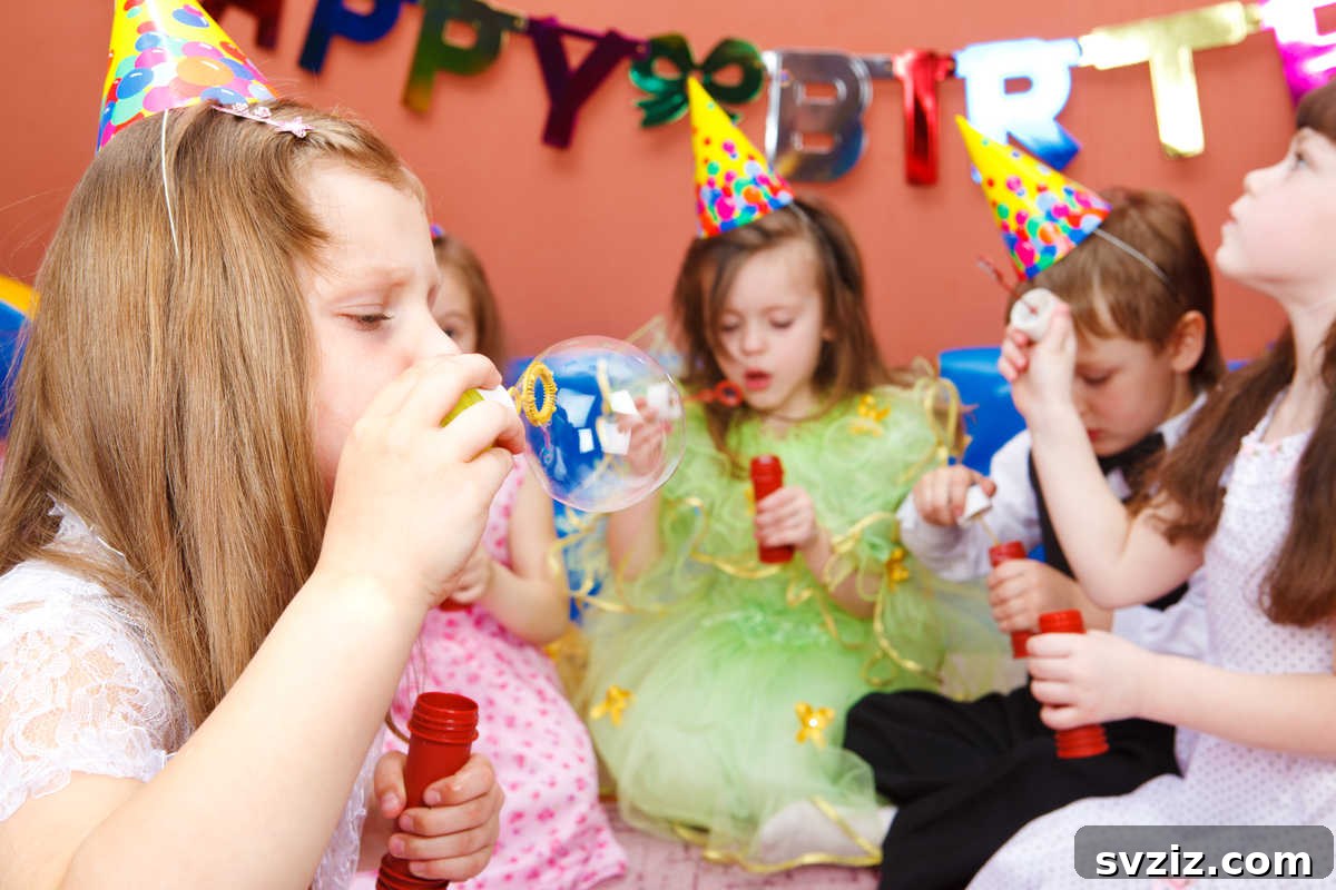 21 Whimsical Indoor Games for Toddler Birthday Bashes 4 Blowing bubbles, a fun activity for toddlers at a birthday party.