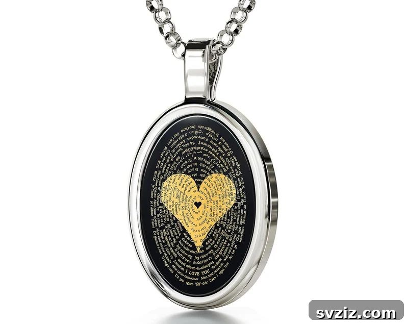 Celebrate Two Decades 27 Unique Wedding Anniversary Gifts 13 I love you in 120 languages inscribed necklace