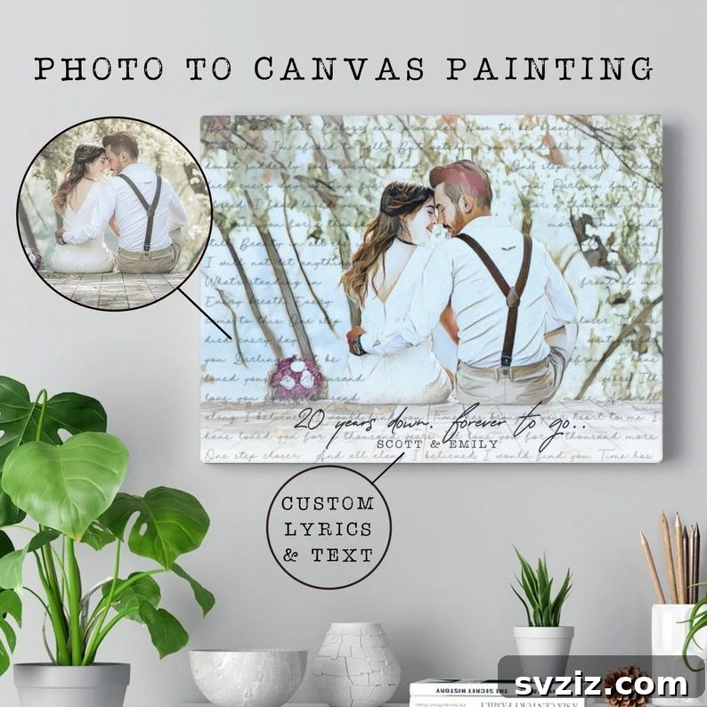 Celebrate Two Decades 27 Unique Wedding Anniversary Gifts 15 Song Lyrics Canvas