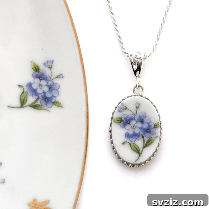 Celebrate Two Decades 27 Unique Wedding Anniversary Gifts 22 China Forget Me Not Necklace