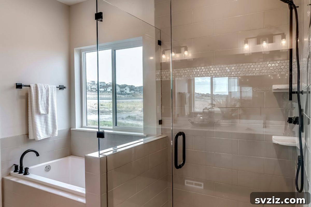 Frameless walk-in shower for a modern bathroom