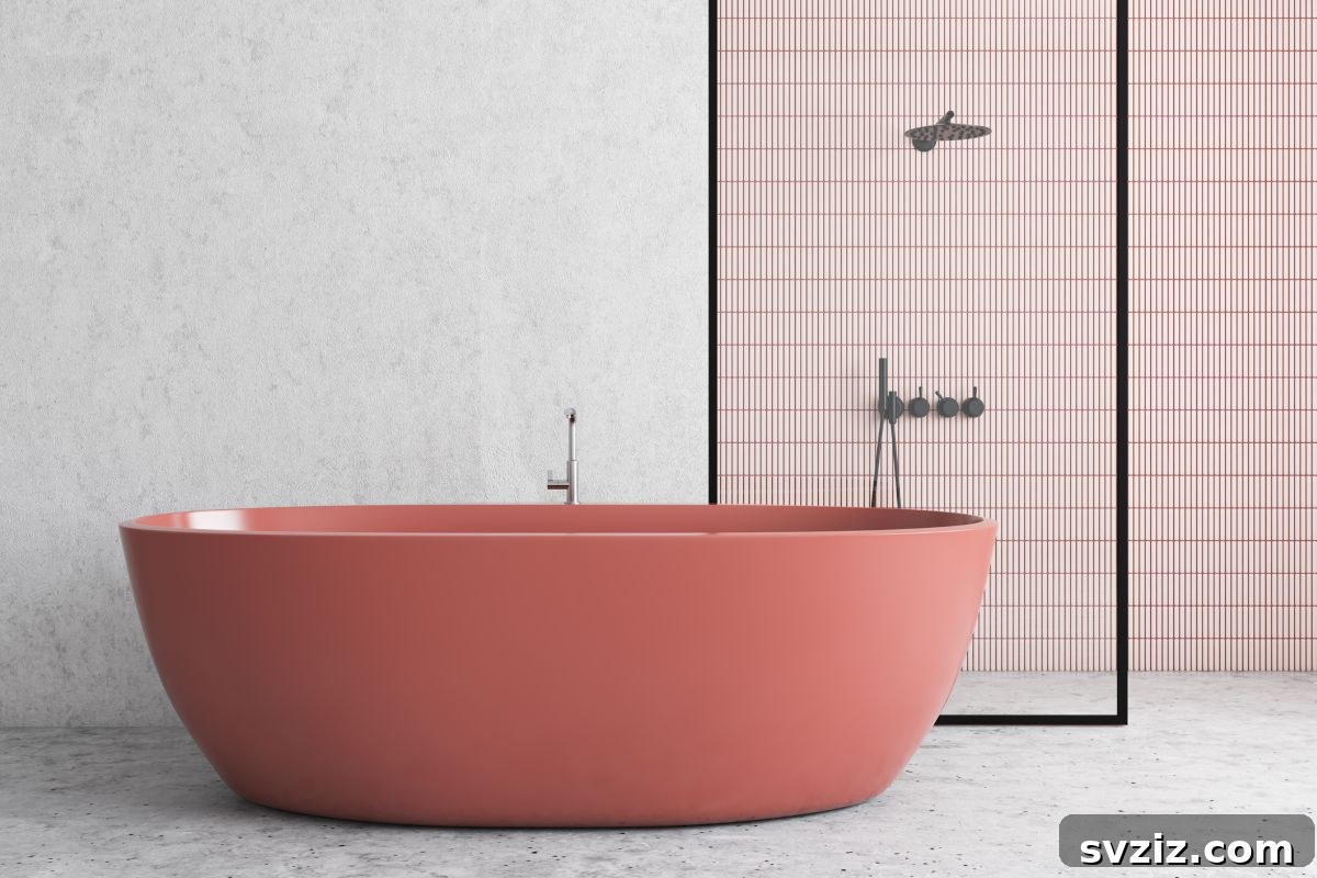 Pink and white walk-in shower design