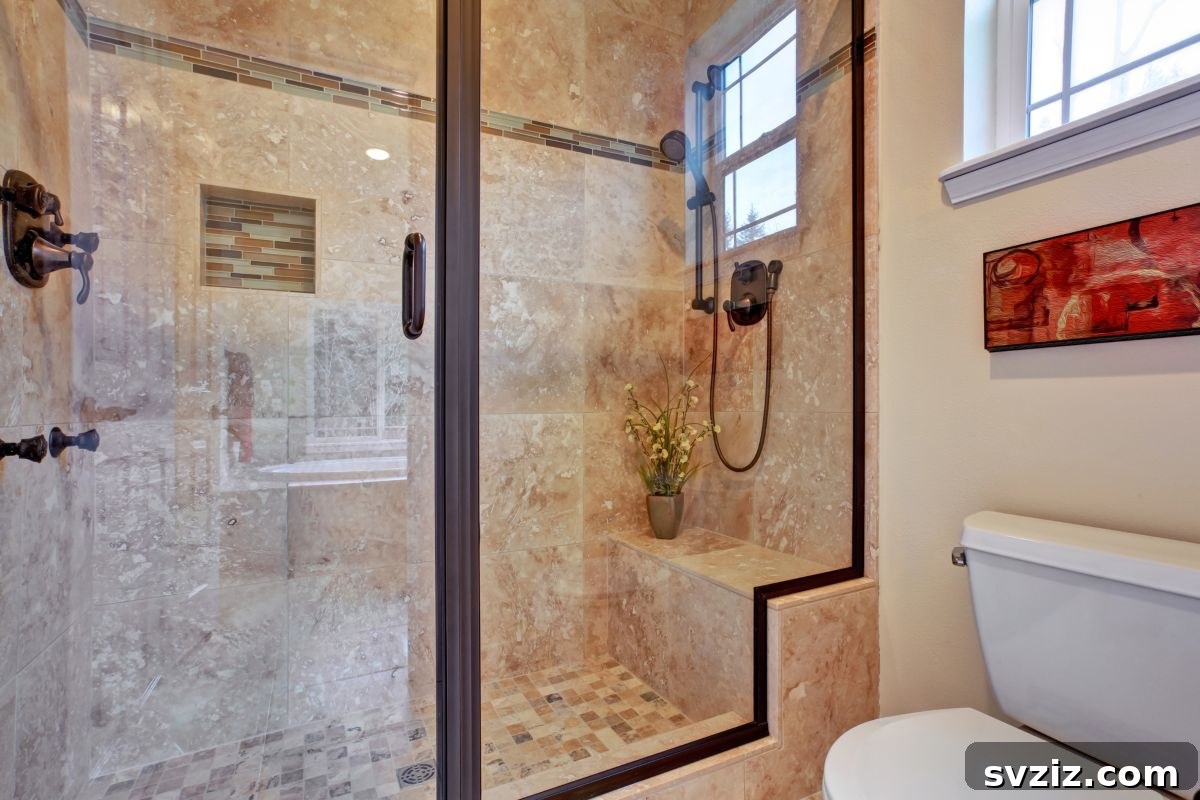 Modern screened walk-in shower