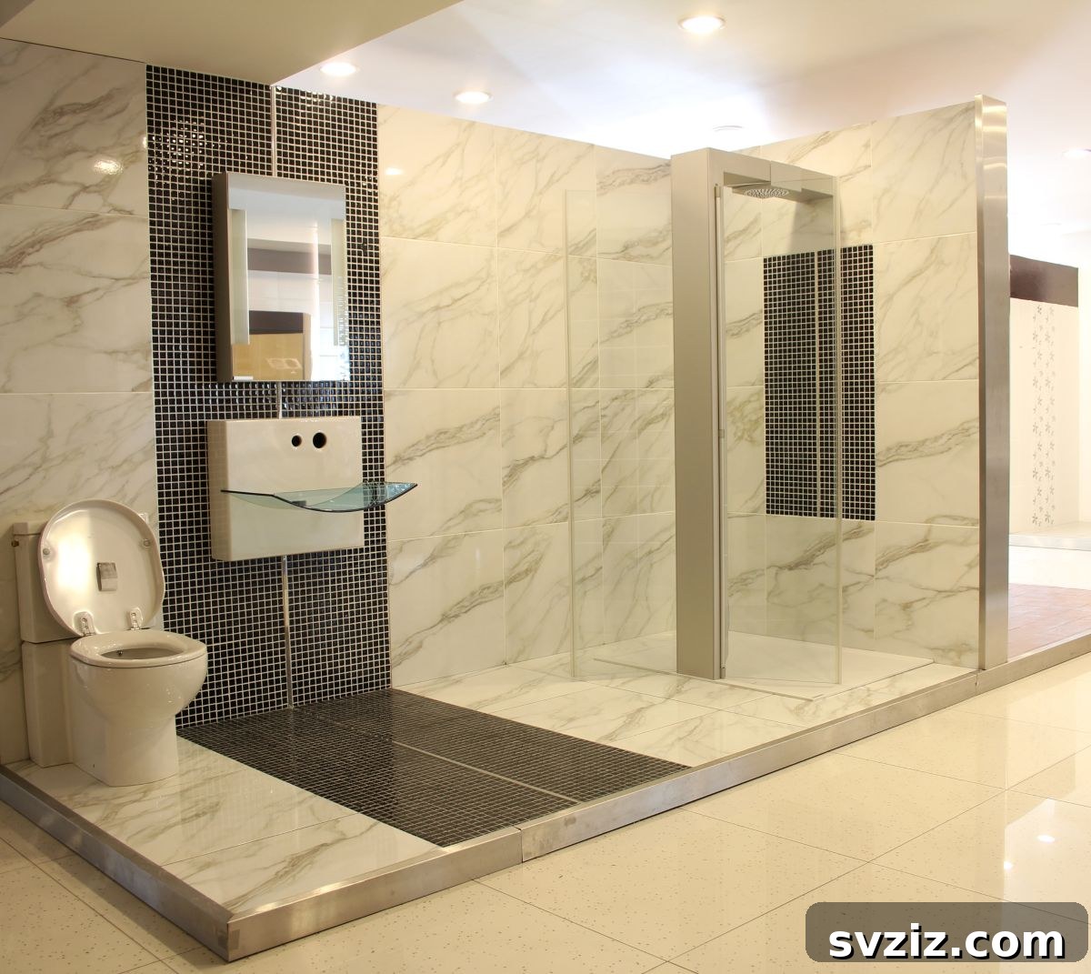 Futuristic walk-in shower with modern features