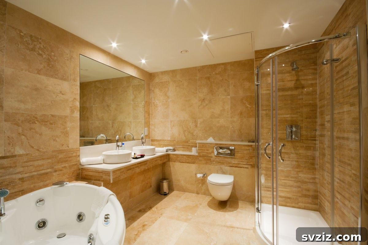 Modern interior design for a walk-in shower