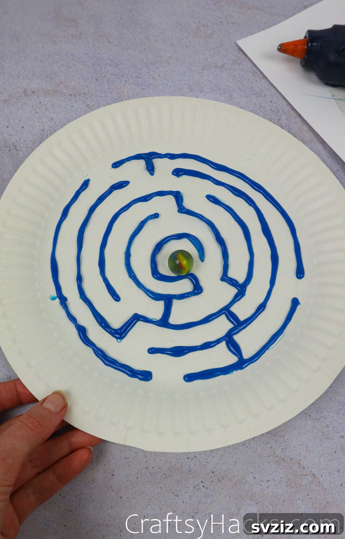 DIY Hot Glue Maze Game for Kids on Paper Plates