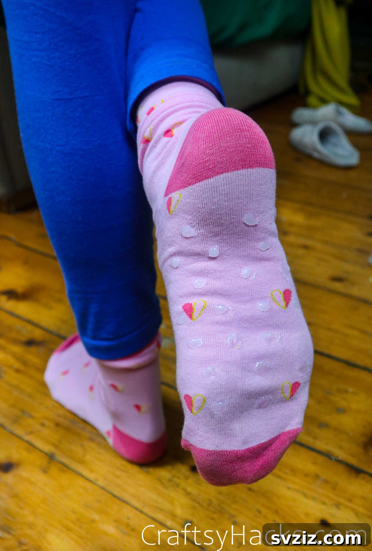 DIY Non-Slip Dots on Socks with Hot Glue