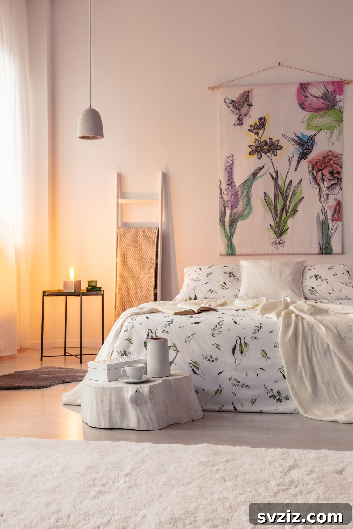 A large, intricate wall tapestry with a celestial design, adding bohemian charm and warmth to a dorm room wall.