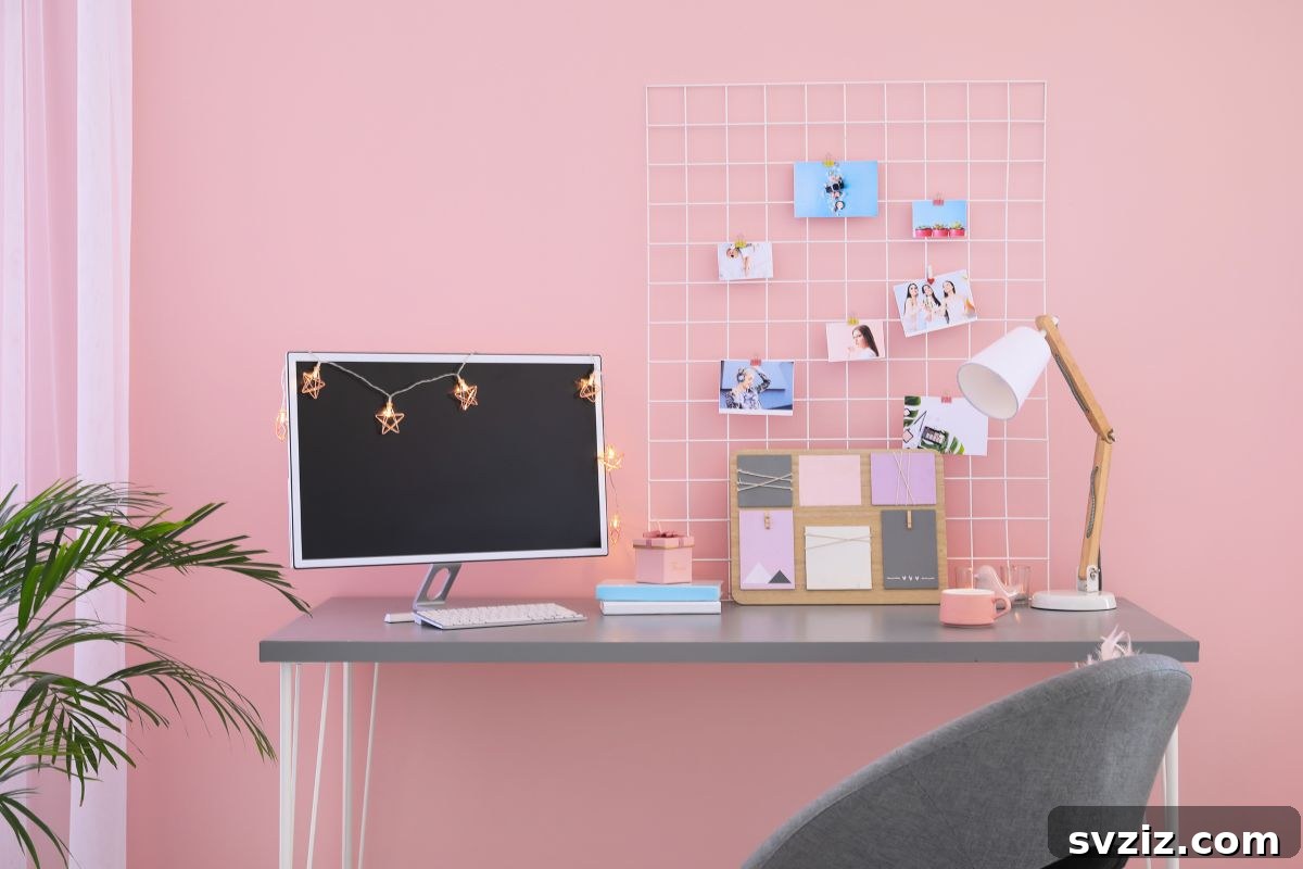 A minimalist wire grid mood board displaying photos, notes, and small accessories, offering a modern and organized decor solution.