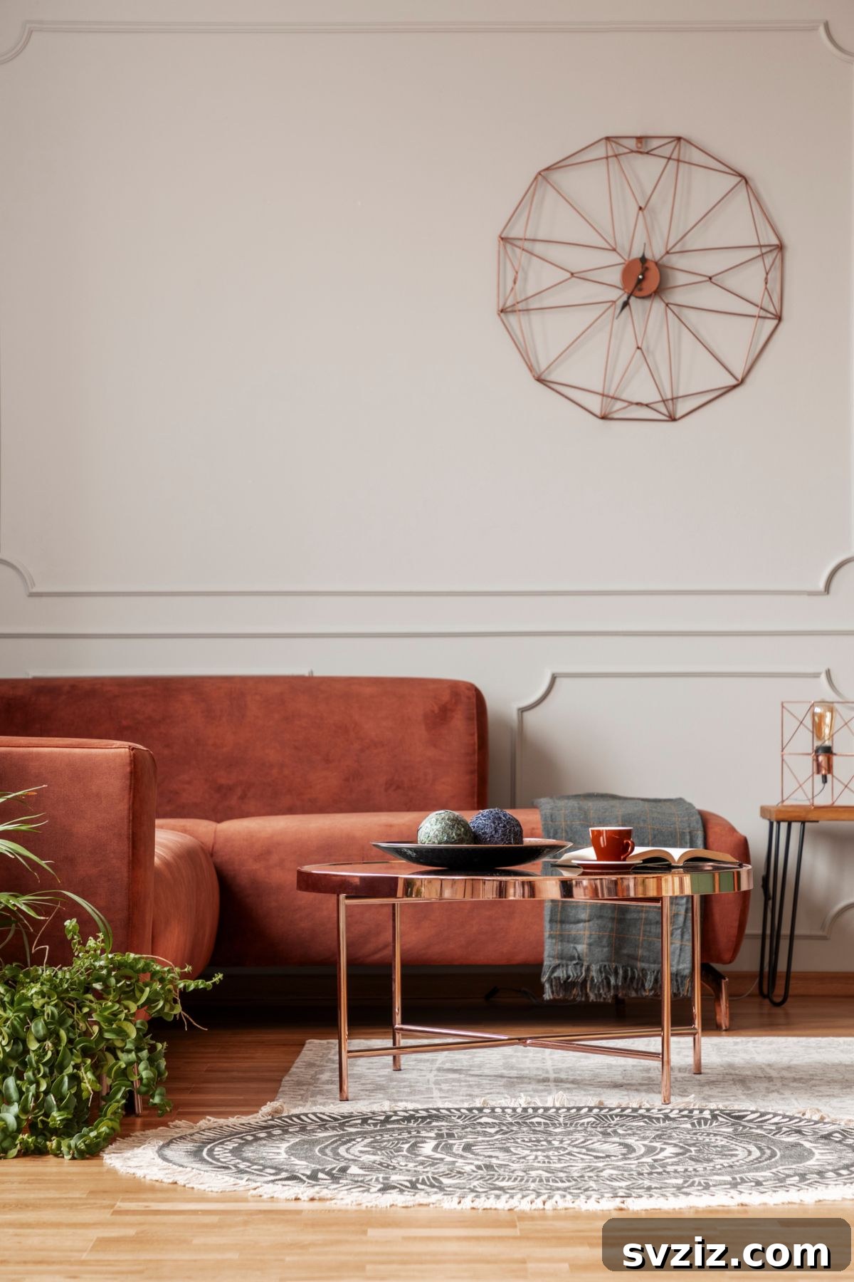 A large, minimalist wall clock serving as both a functional timepiece and a chic decor piece in a dorm room.