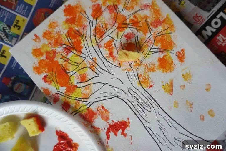 Autumn Tree Finger Painting