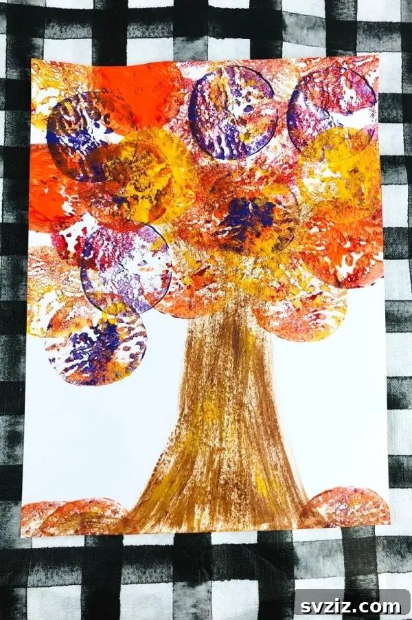 Fall Tree Apple Stamping