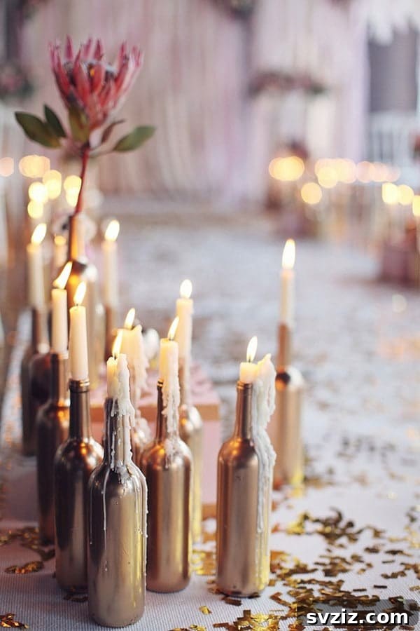 Creative Upcycled Beer Bottle Candle Holders for Wedding Tables