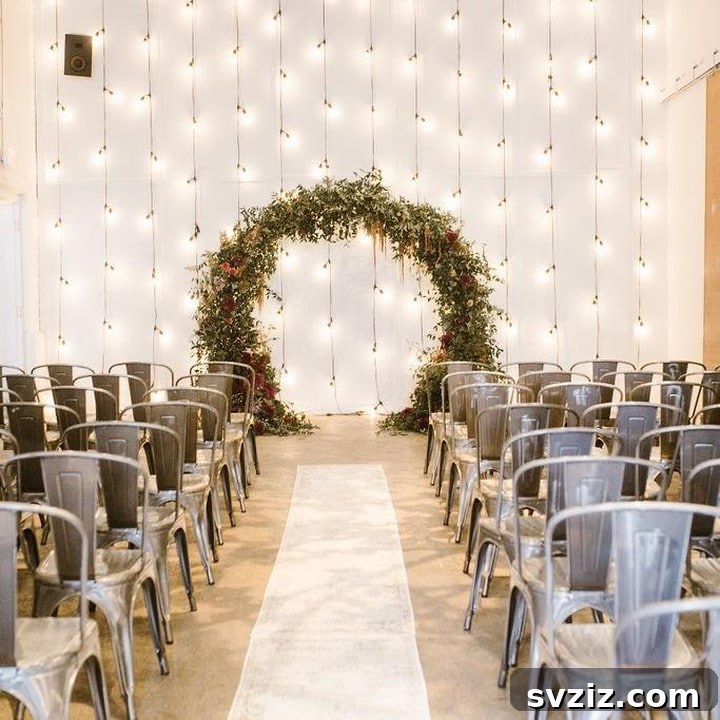 Romantic Ceremony Backdrop with a Wall of Fairy Lights