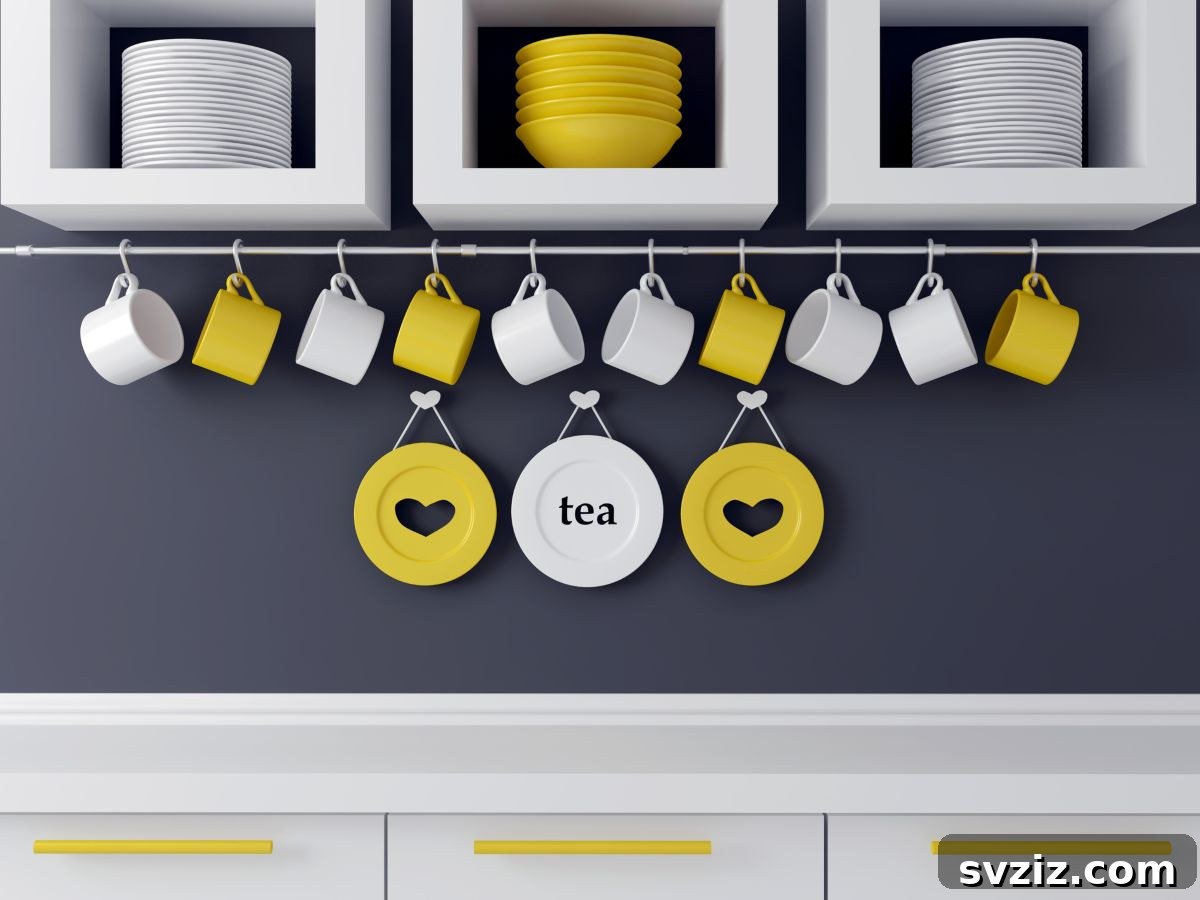 Elevate Your Kitchen: 41 Chic Wall Decor Ideas 16 Decorative kitchenware displayed on a wall