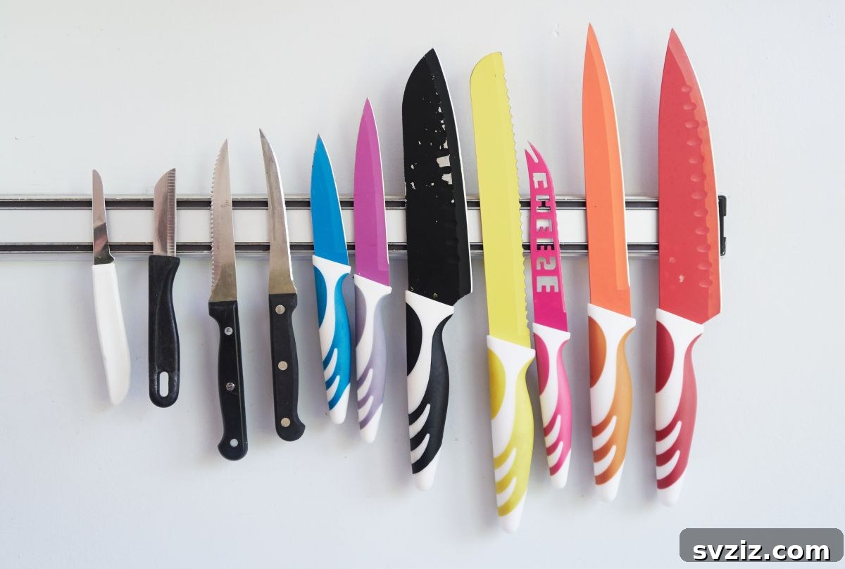 Elevate Your Kitchen: 41 Chic Wall Decor Ideas 17 Kitchen with a wall-mounted chef knife rack