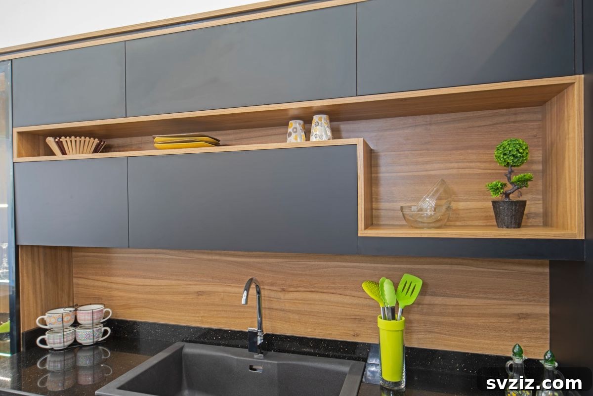 Elevate Your Kitchen: 41 Chic Wall Decor Ideas 30 Built-in wall cabinets in a modern kitchen