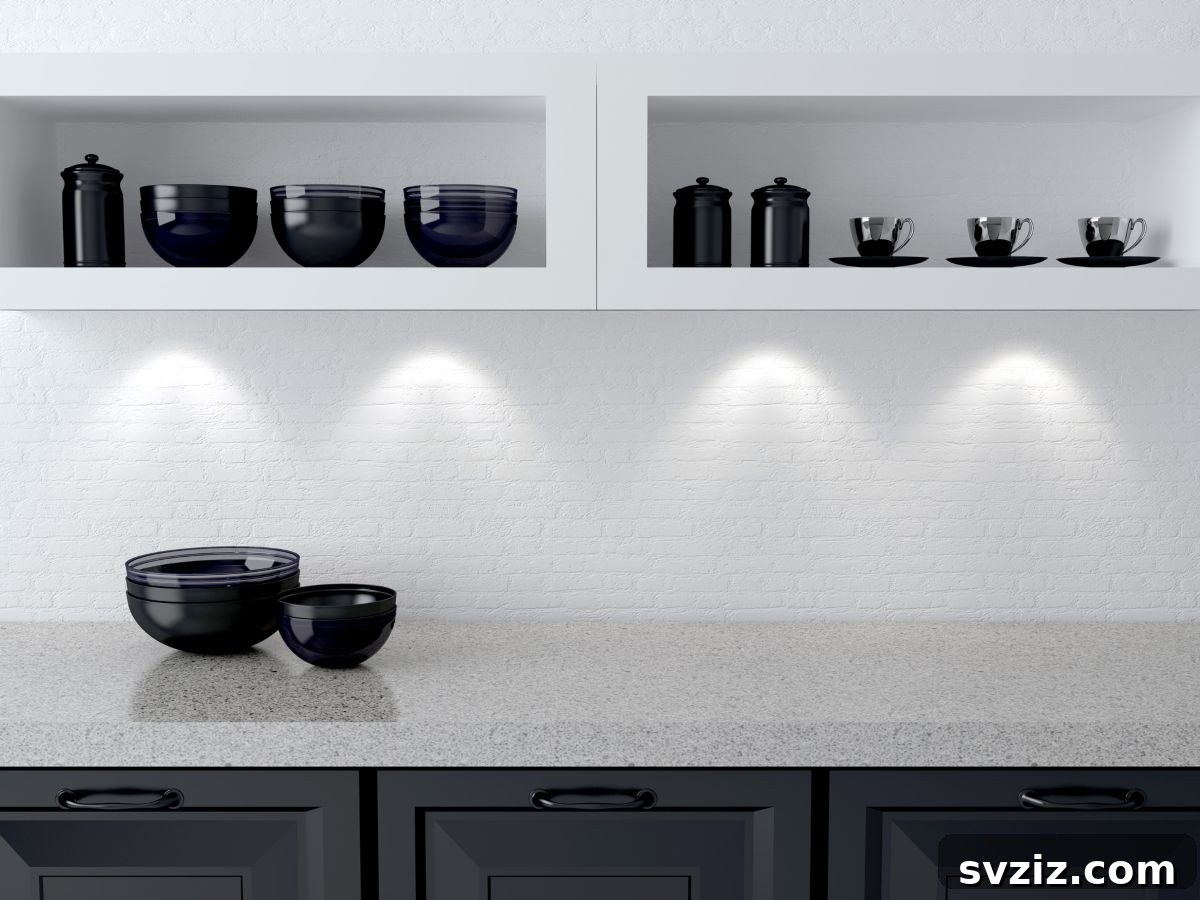Elevate Your Kitchen: 41 Chic Wall Decor Ideas 33 Modern kitchen with a black and white striped wall