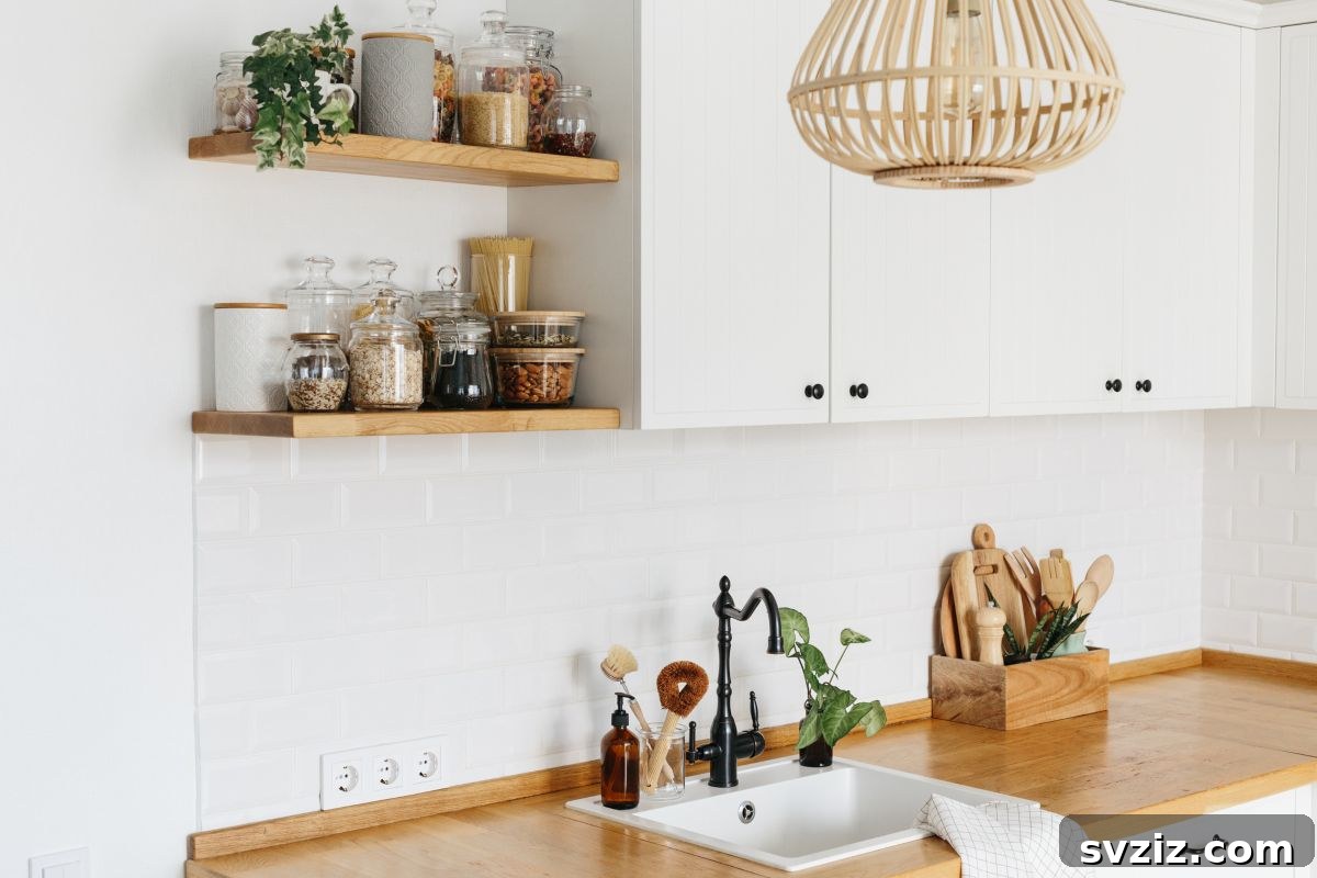 Elevate Your Kitchen: 41 Chic Wall Decor Ideas 35 Kitchen corner shelves utilized for decor