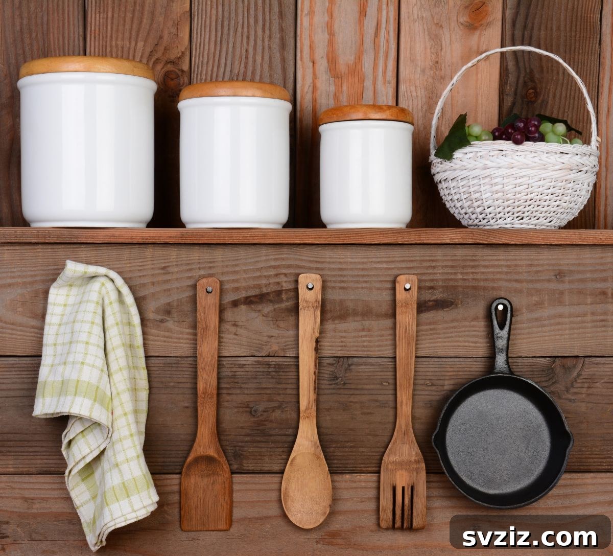 Elevate Your Kitchen: 41 Chic Wall Decor Ideas 43 Rustic kitchen display with natural elements